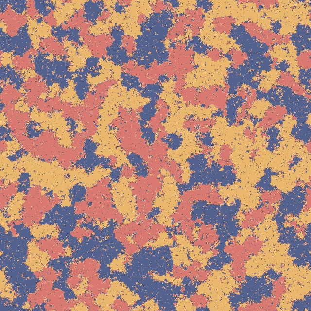 Square lattice sample at beta one point two five, where monochromatic two-by-two squares are rewarded