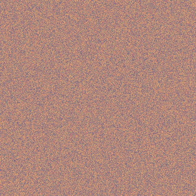 Square lattice sample at beta minus one, where monochromatic two-by-two squares are discouraged